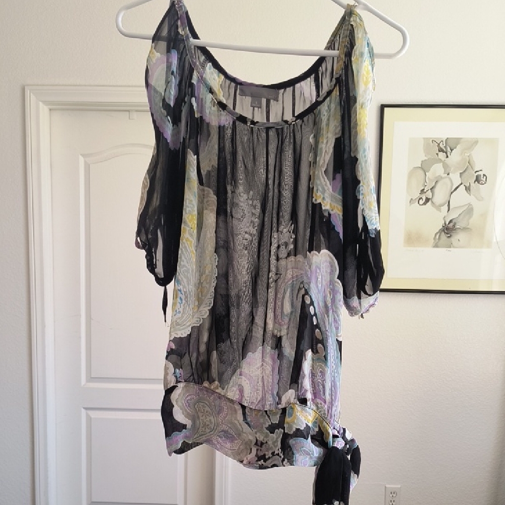 Forever 21 Black and Purple Patterned Blouse